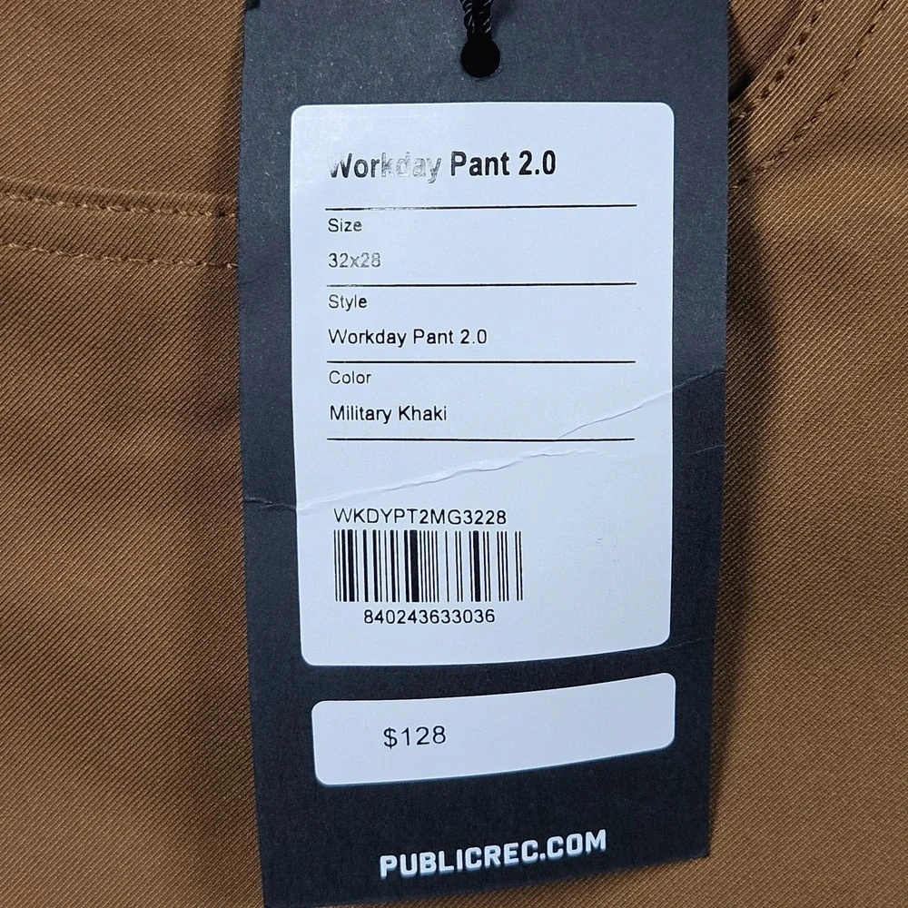 NEW Public Rec Workday 2.0 Pants‎ Mens 32/28 Military Khaki 5 Pocket Office Golf